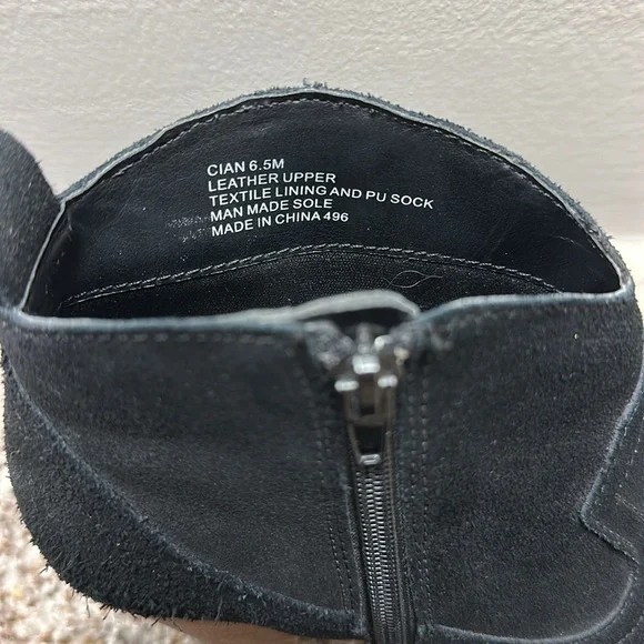 Black Suede Ankle Boots with Fringe - Picture 3 of 7